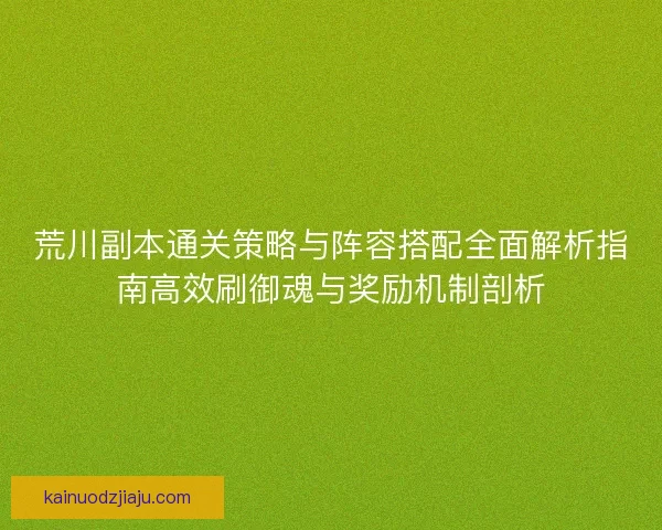 荒川副本通关策略与阵容搭配全面解析指南高效刷御魂与奖励机制剖析