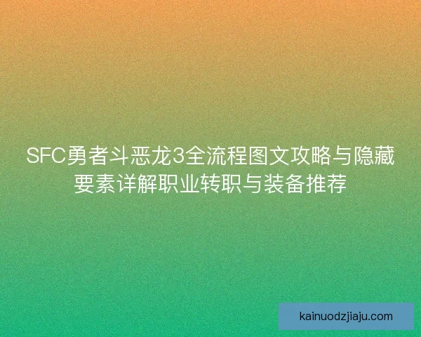 SFC勇者斗恶龙3全流程图文攻略与隐藏要素详解职业转职与装备推荐