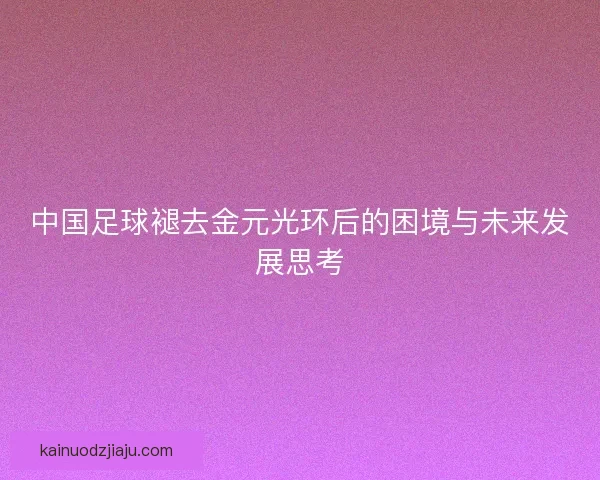 中国足球褪去金元光环后的困境与未来发展思考