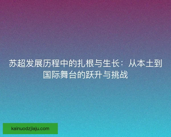 苏超发展历程中的扎根与生长：从本土到国际舞台的跃升与挑战